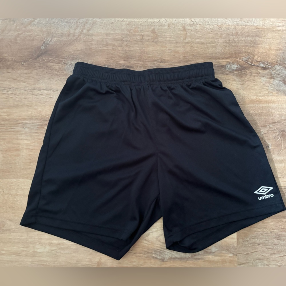 Umbro Black Soccer Sports Shorts (White Drawstrings)